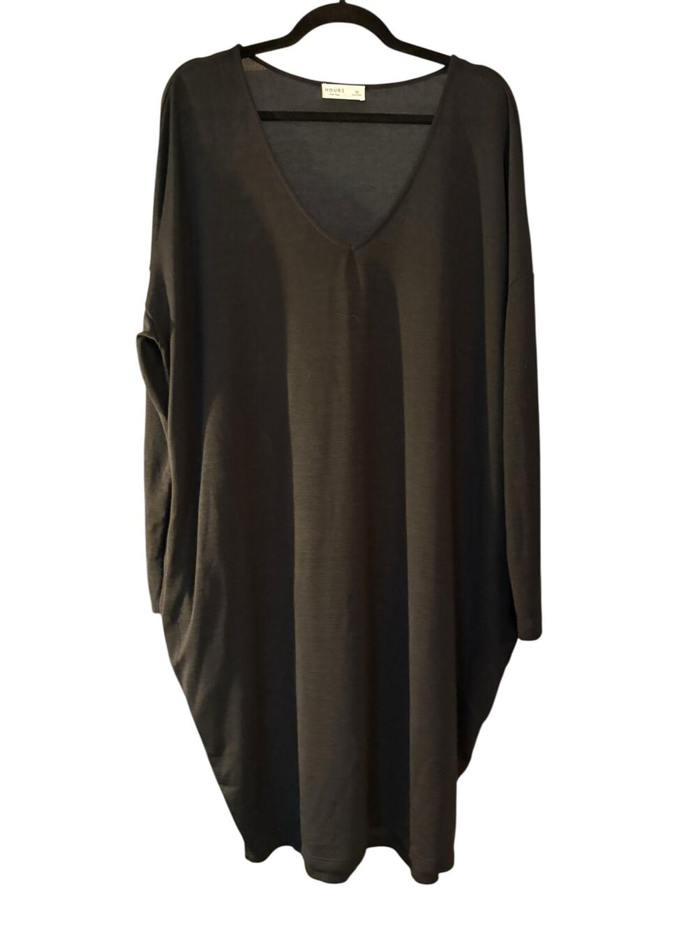 Hours Black Oversized Dress Coverup Pockets V-neck Flowy Whimsy Goth Comfort